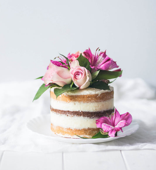 Small Cake with Exotic Flowers