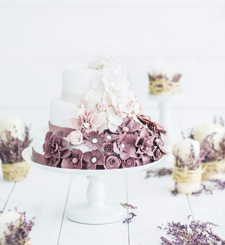 Cake decorated with donuts