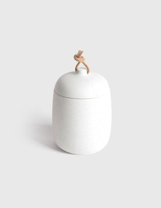 White vase with cover